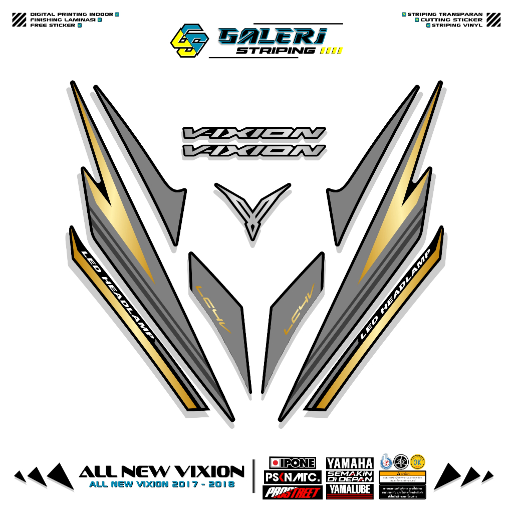 STRIPING ALL NEW VIXION 2017 2018 MOTIF 2 STIKER YAMAHA VIXION NEW FACELIFT STICKER VIXION STANDAR