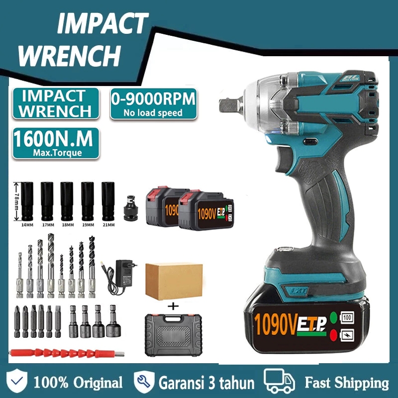 Impact Wrench Brushless 1090V/588V Mesin Bor Impact Baterai Untuk Memudahkan Pemasangan Baut Pada Ro
