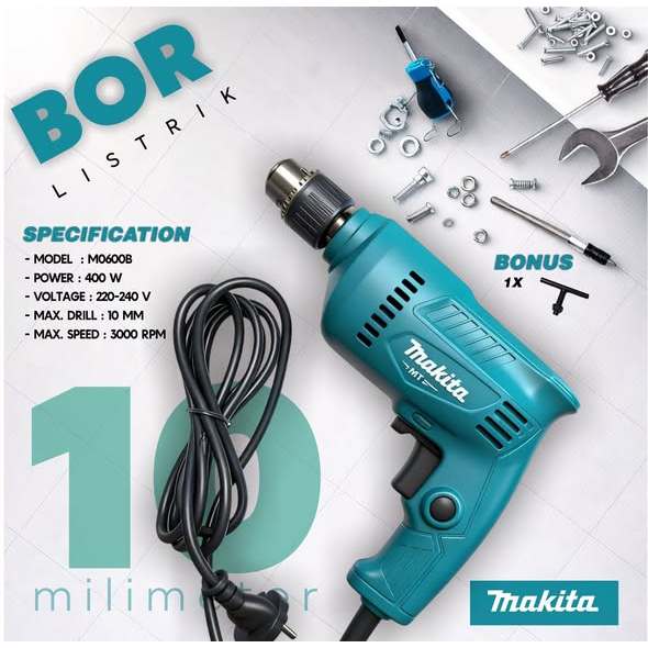 Bor Listrik 10mm (400w) Merk Makita
