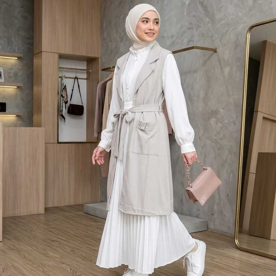 Lunangoofficial - Long vest rompi denim outer premium wanita kekinian