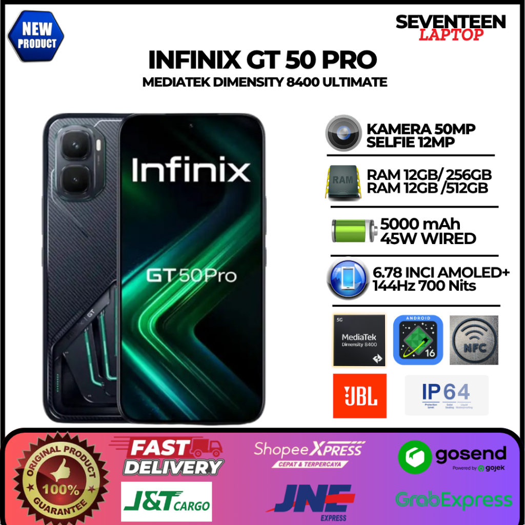 INFINIX GT 50 PRO 5G RAM 12GB ROM 256GB / 512GB Gaming HP NFC Fast Charging Smartphone Terbaru Garan