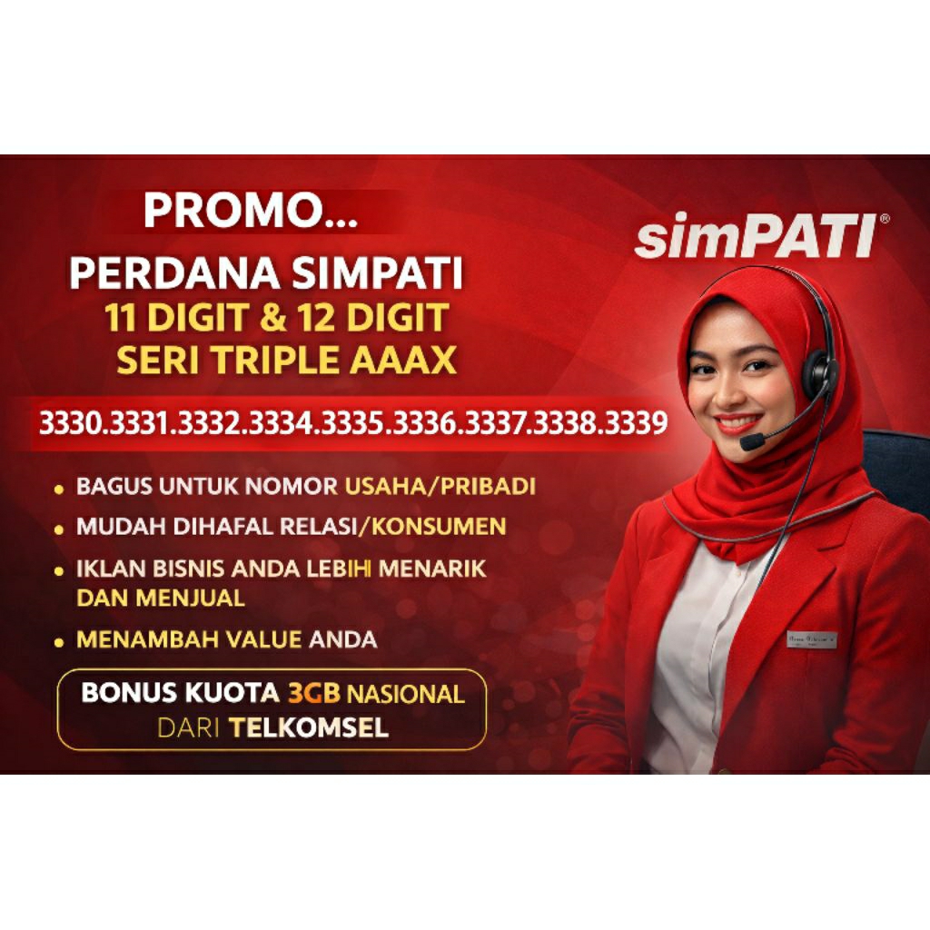 PERDANA TELKOMSEL SIMPATI CANTIK TRIPLE 333 3330 3331 3332 3334 3335 3336 3337 3338 3339