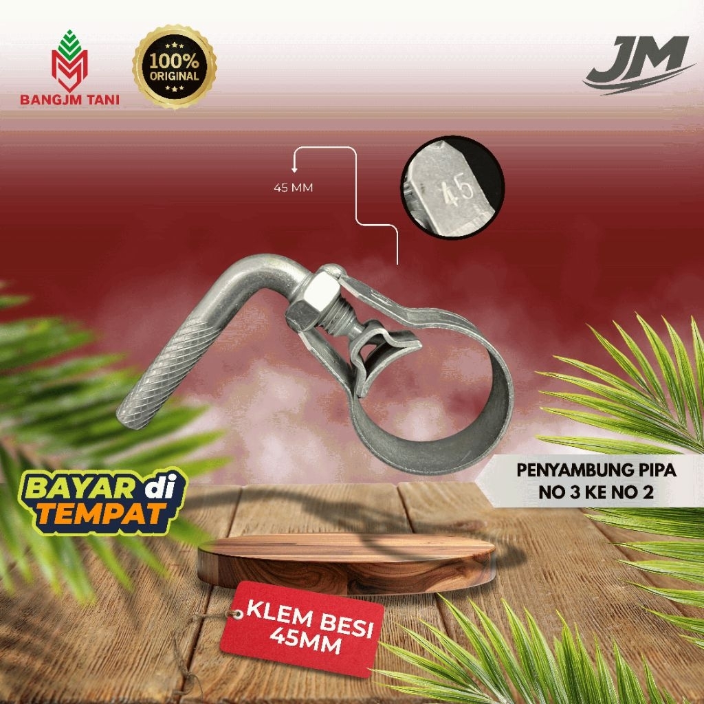 Klem besi 45mm penyambung pipa egrek no.3