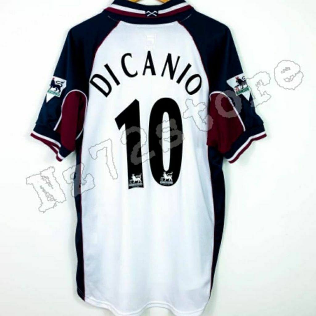 Jersey RETRO WessT_ HamM Away 1998 / 1999 + Cetak Nama Nameset DI CANIO 10 / Custom suka suka Font R