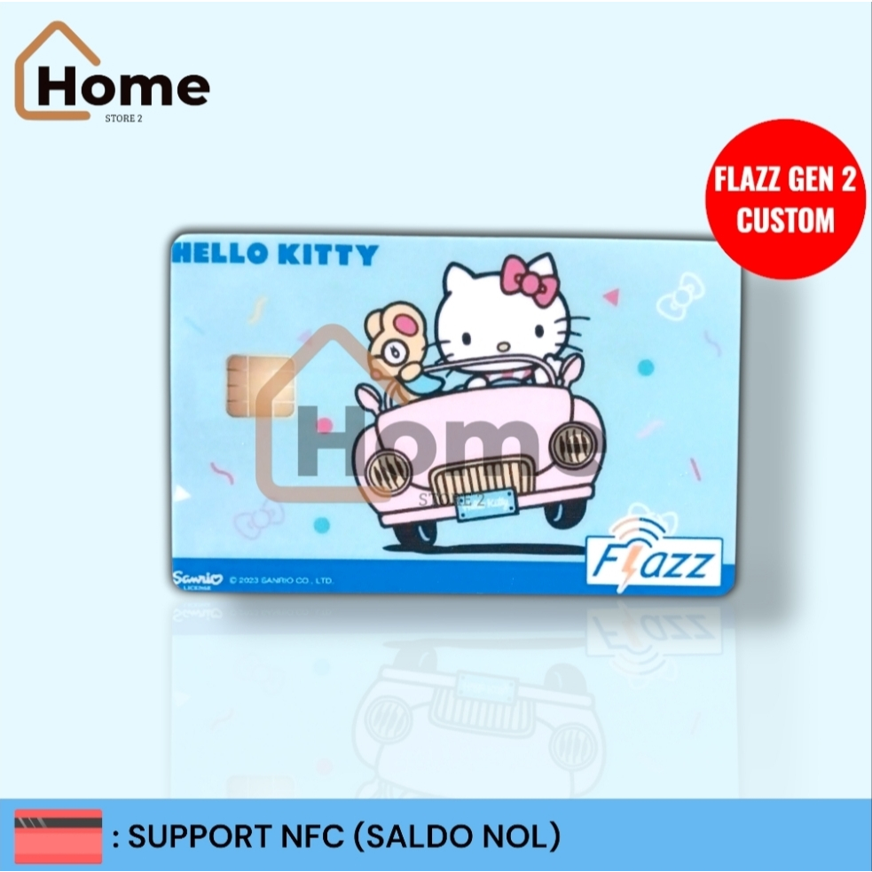 [FLASH SALE] KARTU ETOLL FLAZZ BCA GEN 2 CUSTOM STIKER - HELLO KITTY [HIJAU]