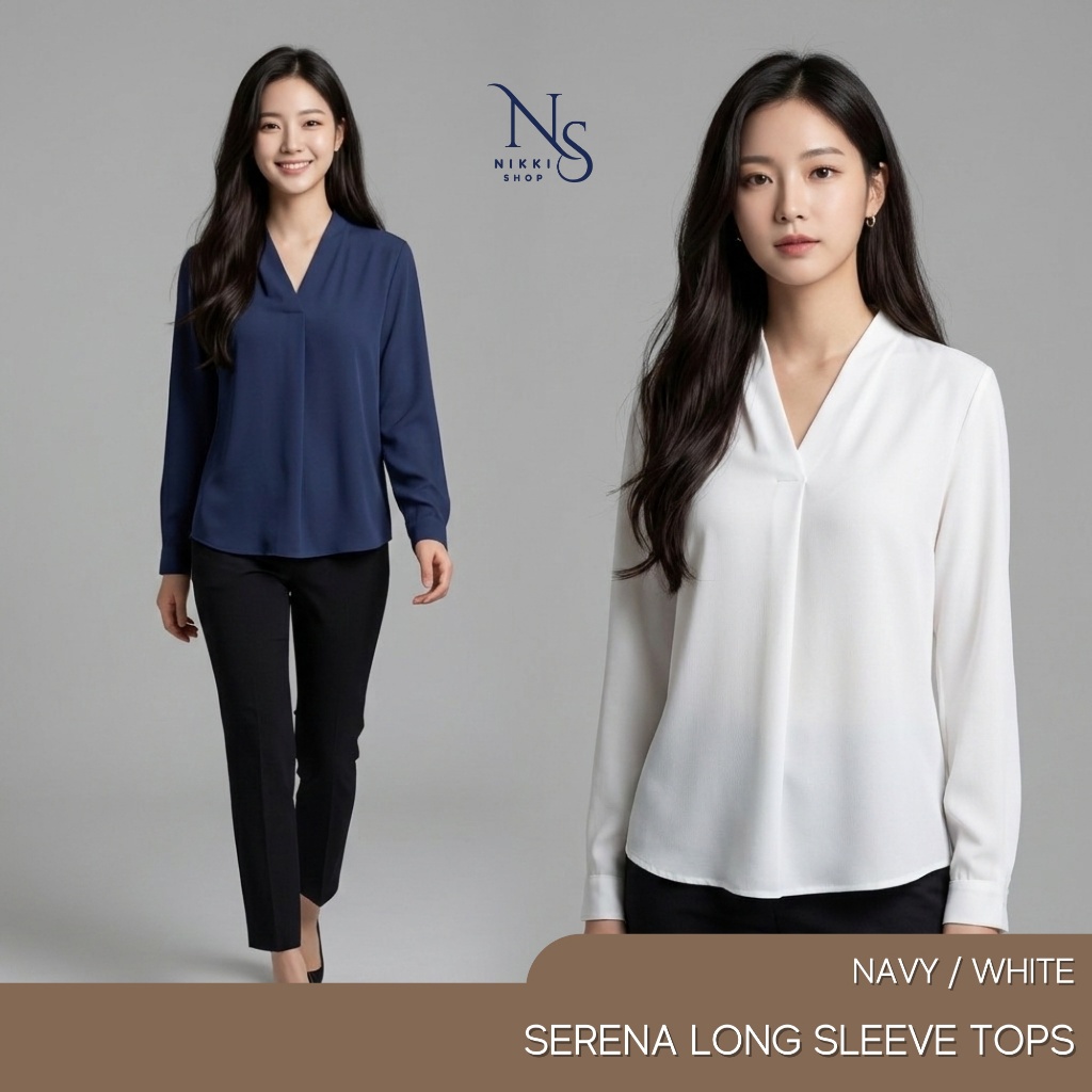 Serena Tops Baju Pakaian Atasan Wanita Lengan Panjang Dalaman Blazer Inner Blouse Simple Elegan Styl