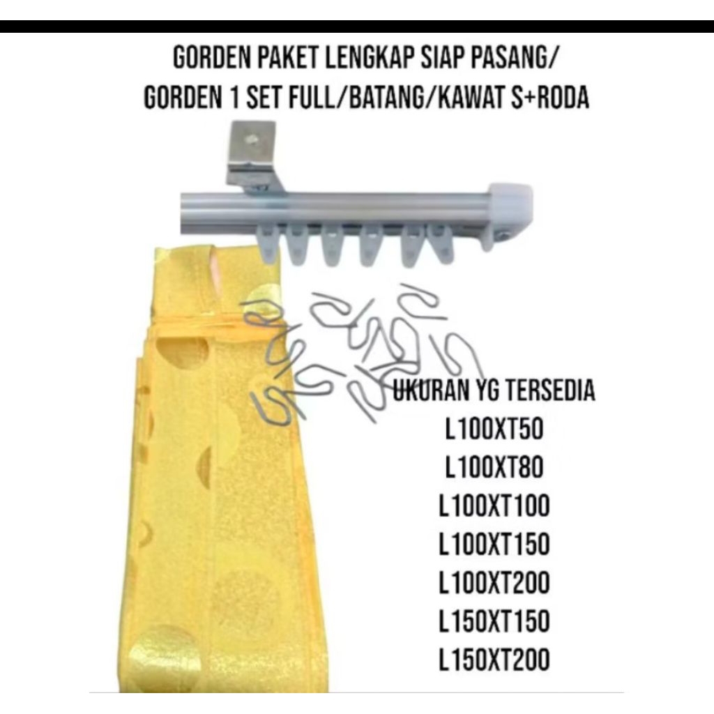 Gorden Jendela & Pintu 1 Set/Gorden Plisket Paket lengkap/Gorden pintu Siap Pasang