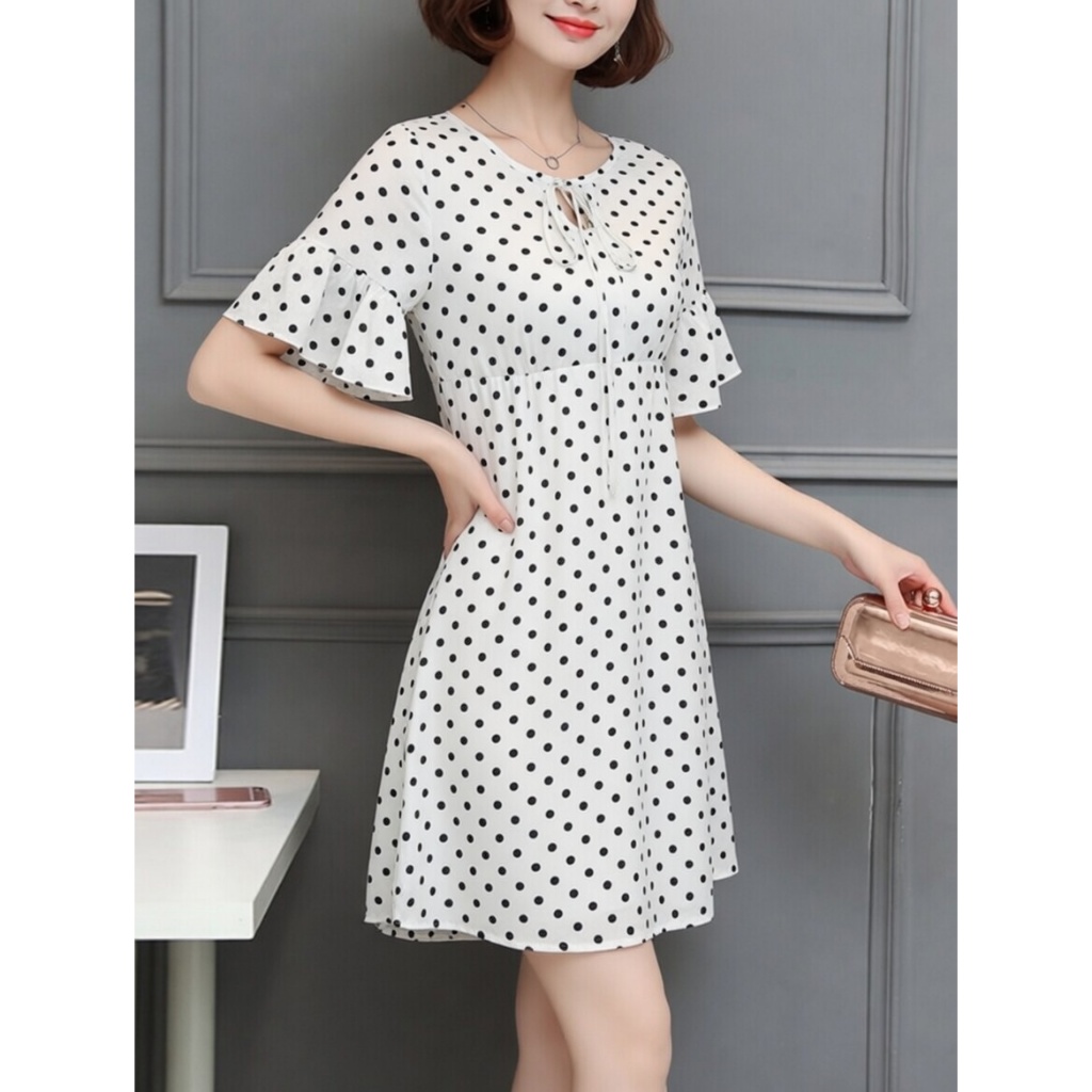 Bertille Mini Dress Polkadot Wolfis Premium Halus Lembuat Adem dan Nyaman Dipakai
