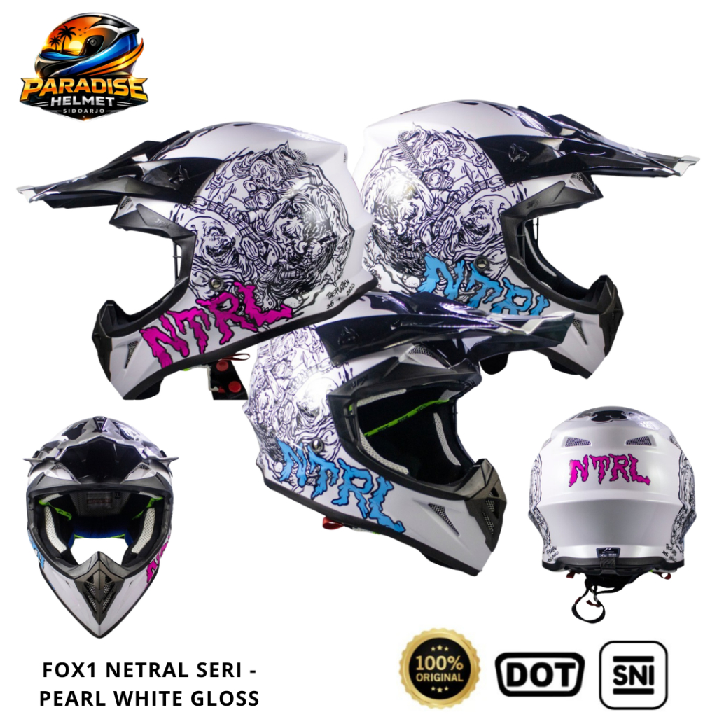Helm Full Face Cross Pria Wanita Harian Motor Trail Tebal Nyaman SNI DOT JPX FOX1 Netral Seri - Pear