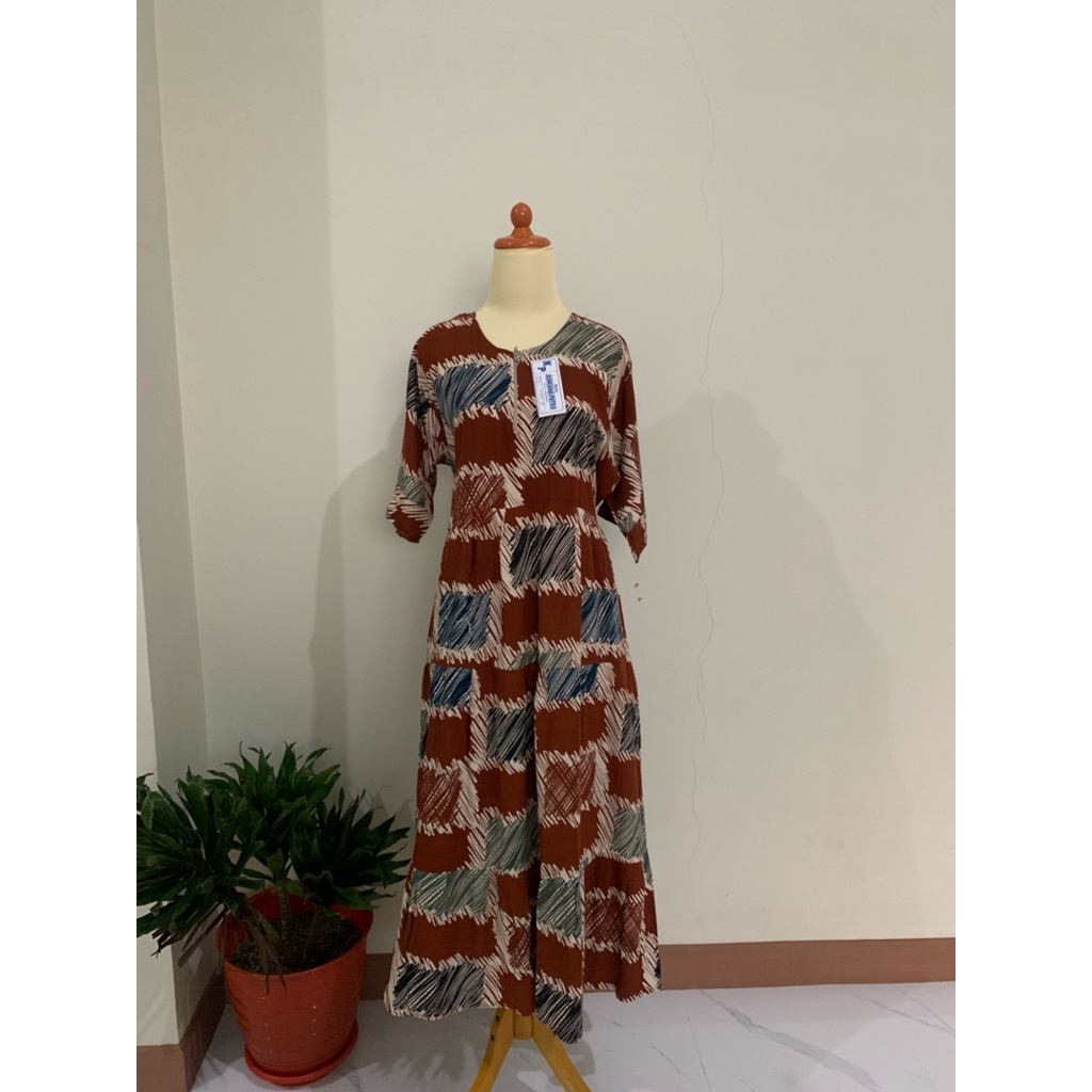 daster panjang payung susun rayon premium