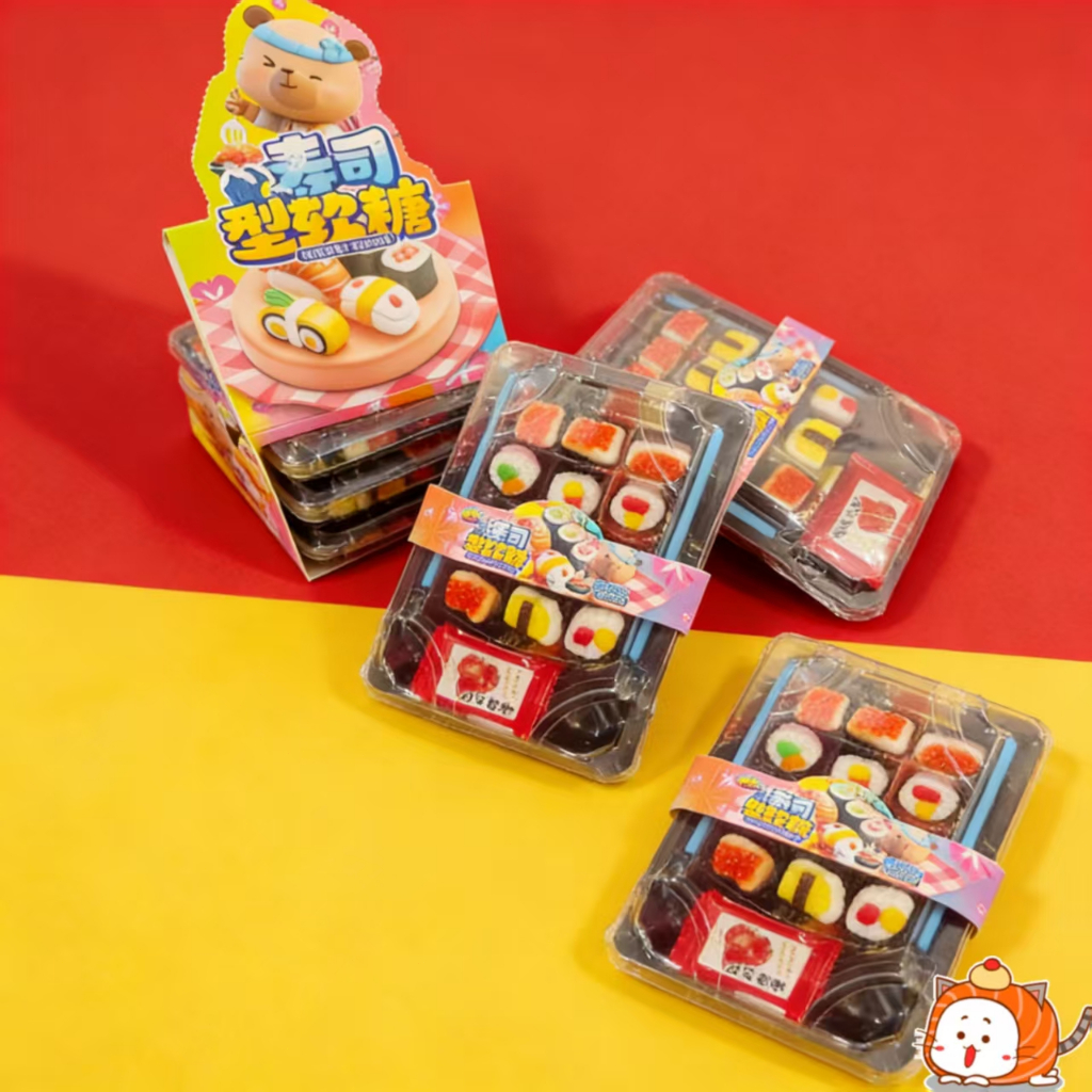 HALAL Permen Gummy Fruit Flavored - Candies Sushi Bento, Candy Toy Snack Cemilan Sandwich Japan Birt