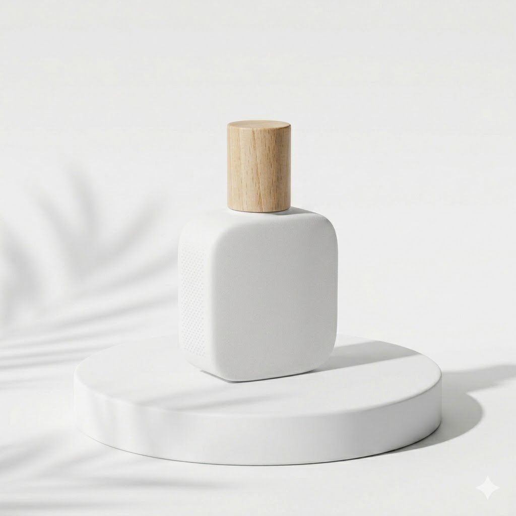 botol parfum kaca ovale cst putih tutup kayu 50 ml spray semi press PASANG ALAT botol lucu mewah