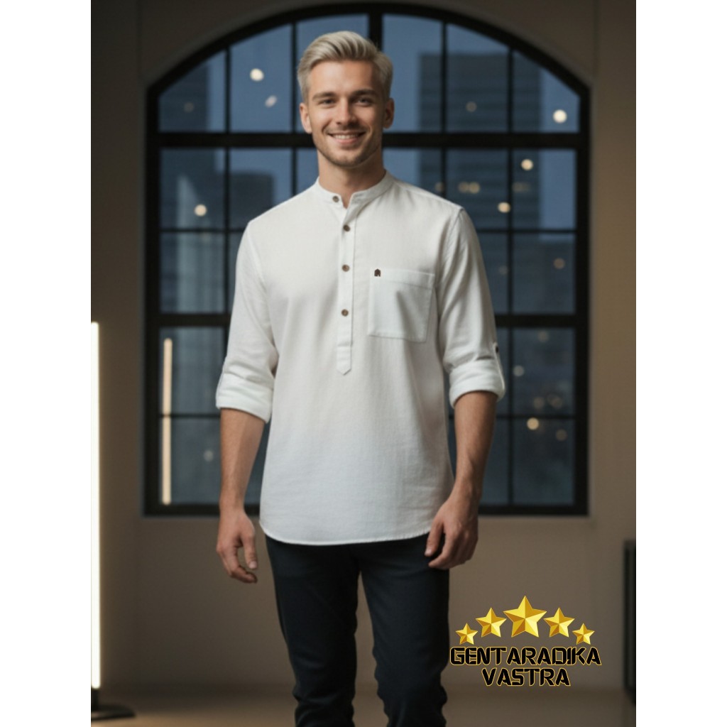 Kemeja Linen Oversize Pria RAMI PREMIUM , Casual Loose,  Adem & Nyaman Big Size