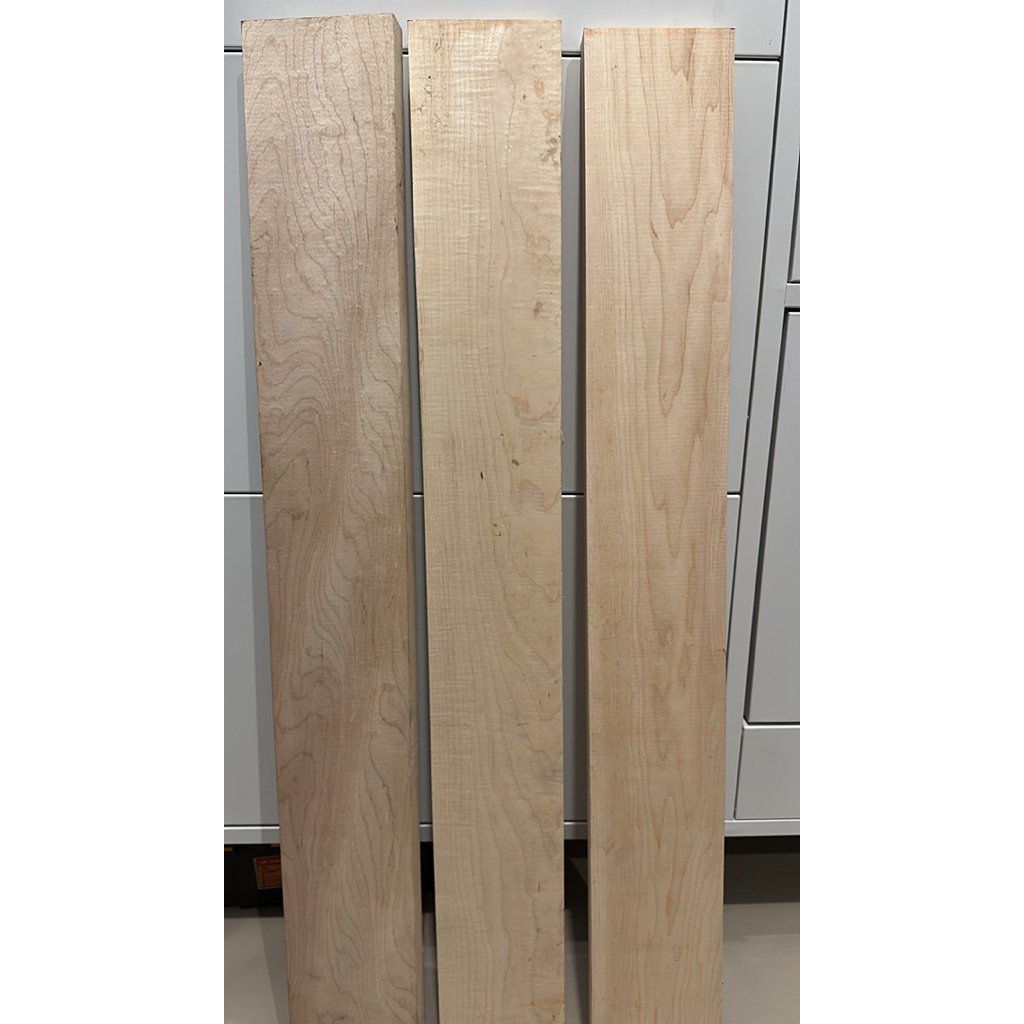 kayu hard maple 2,5 x 11 x 90 cm bahan stik billiard, drum, neck gitar, popor, kerajinan, custom, dl