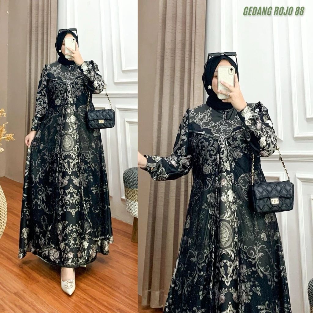 [BARU]DRESS GAMIS KONDANGAN LEBARAN MEWAH ARMANI SILK TILE SNOW