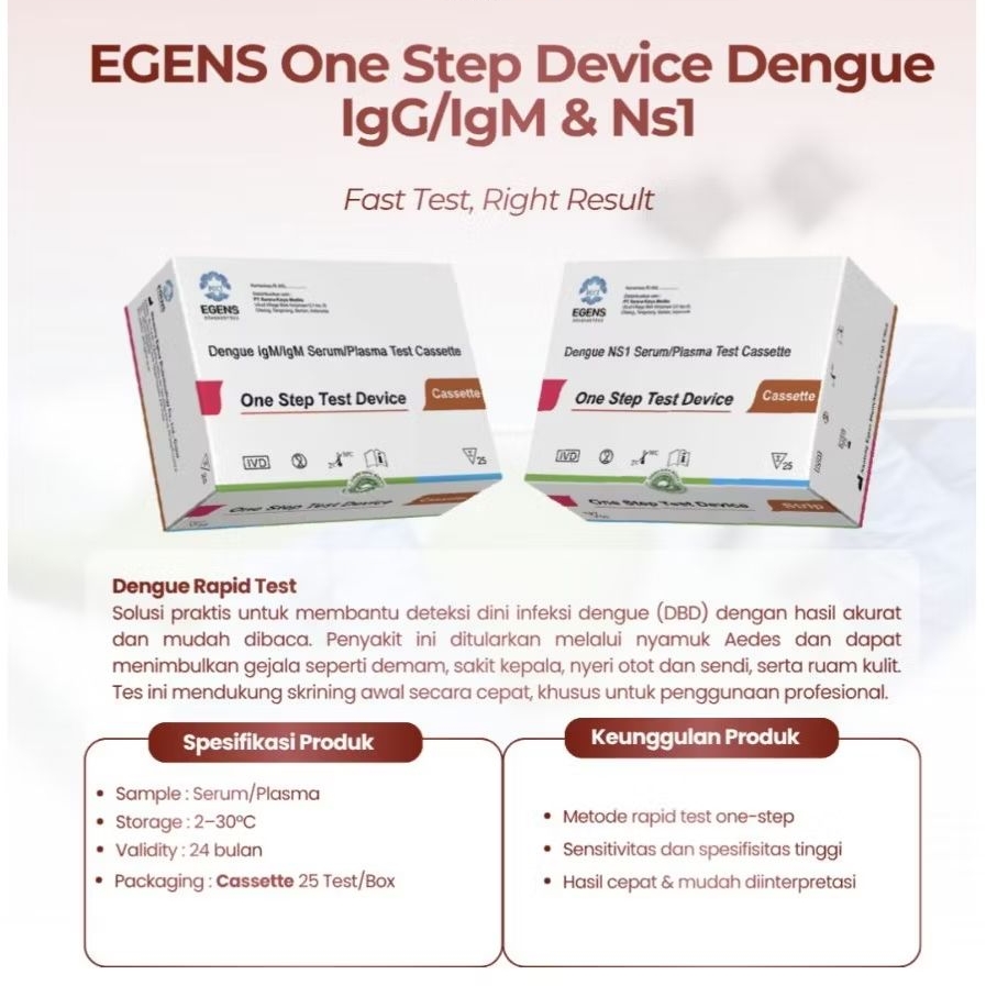 NS1 Dengue RAPID DBD MERK EGENS & SR isi 25 test PERBOX