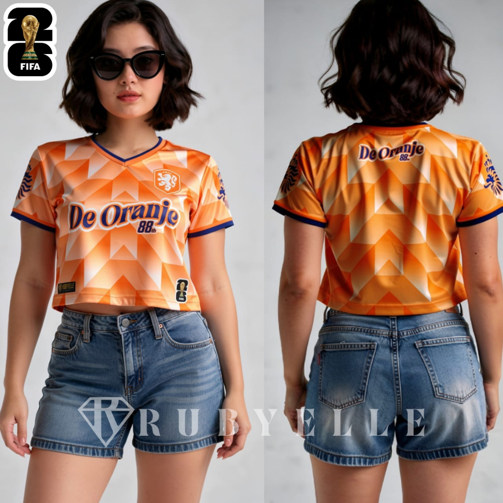 jersey Crop Top Baju Piala Dunia Belanda Brazil