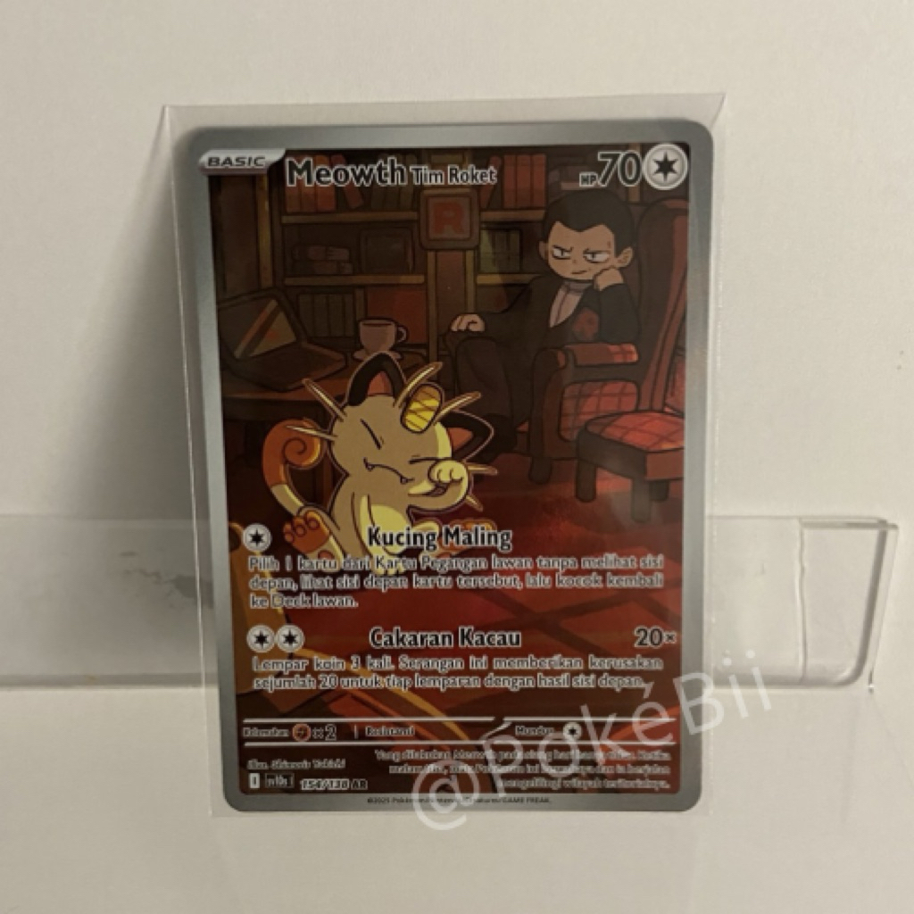 Meowth Tim Roket (AR) - 154/138 - Kehadiran Juara (SV10s) - Pokemon TCG Indonesia
