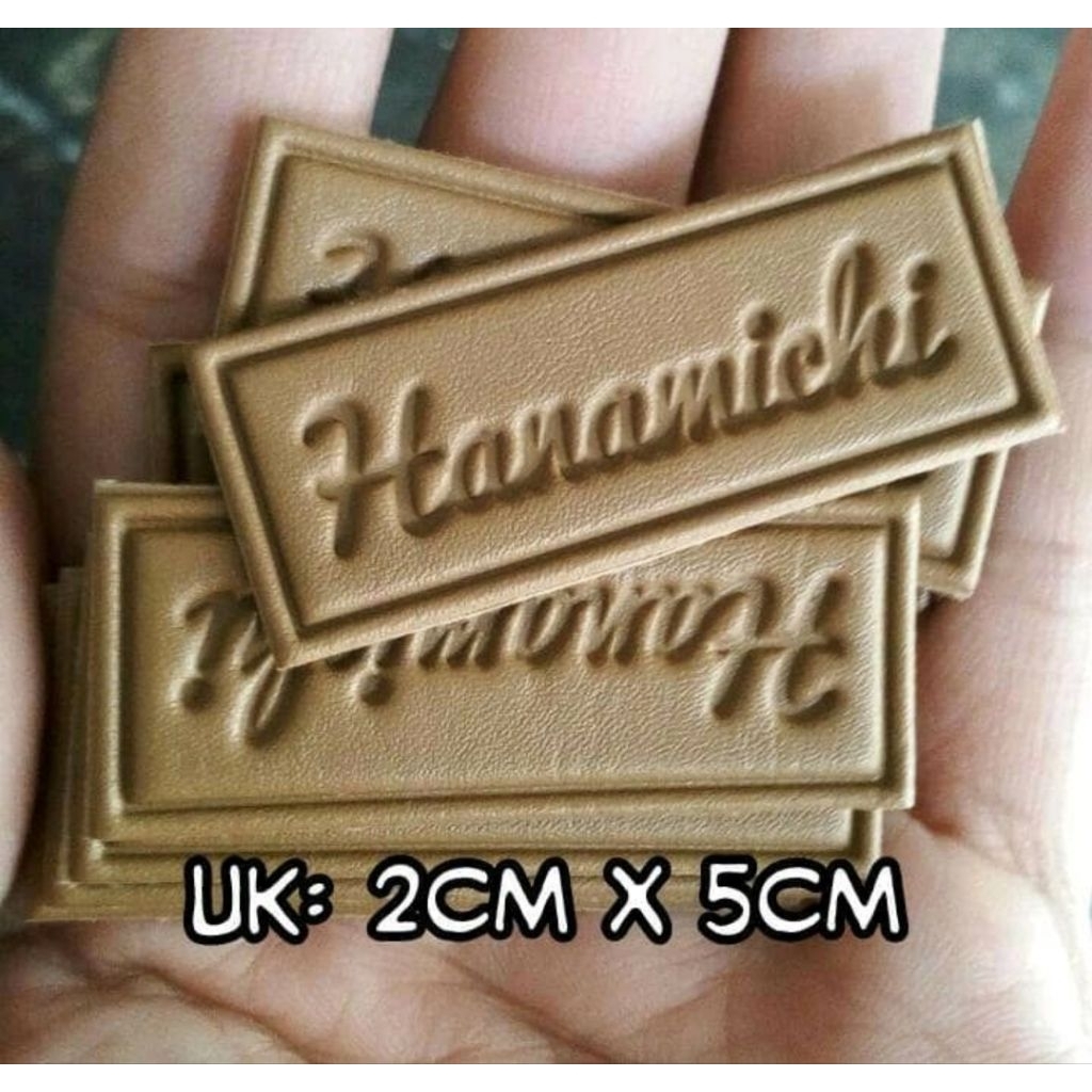 Label kulit emboss UK 2x5 cm