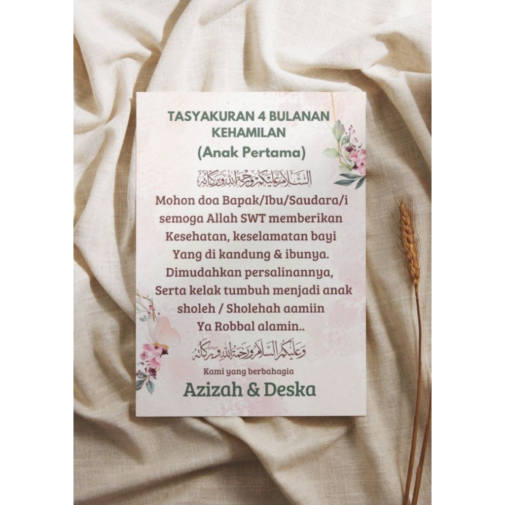 50 pcs kartu ucapan 4 /atau 7 bulan kehamilan (size 7x10)cm