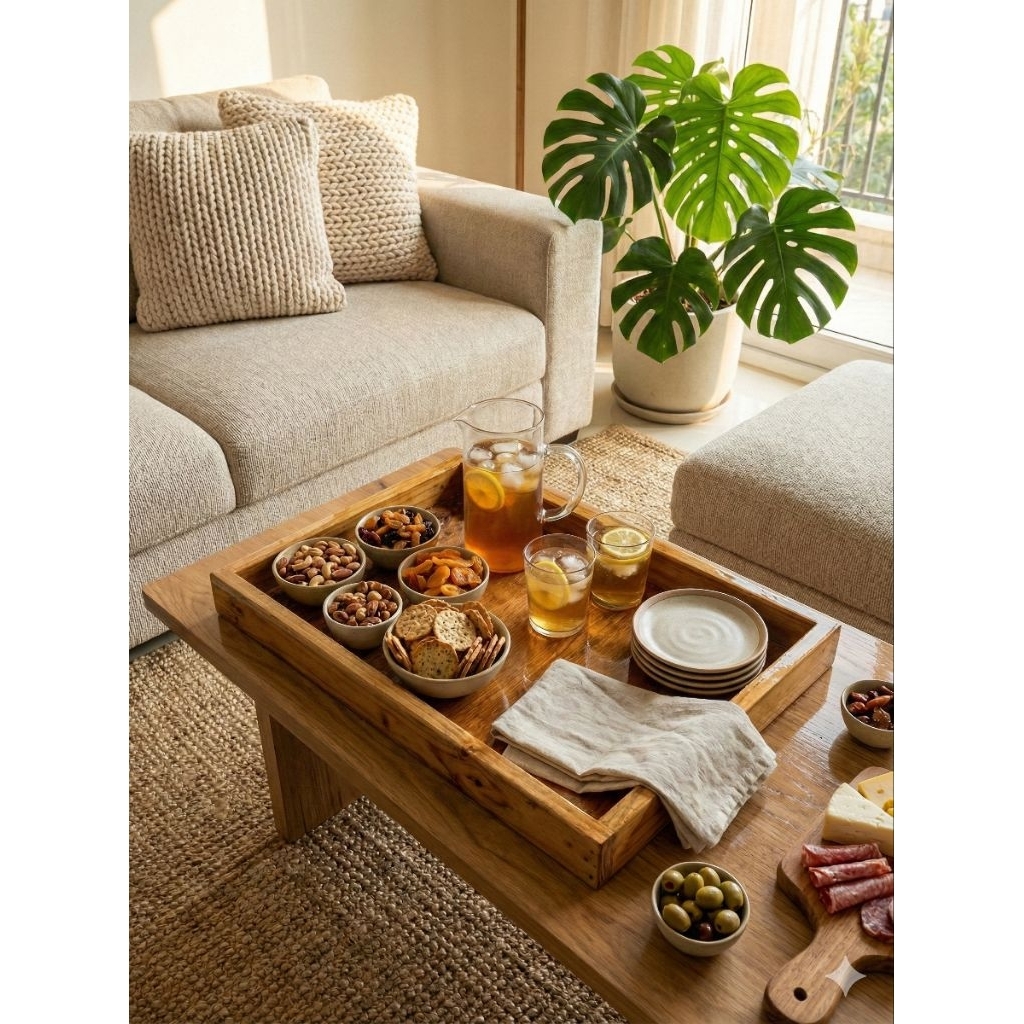 Nampan Kayu jati Belanda Estetik 30x40cm  - Desain Minimalis, Kayu jati Belanda