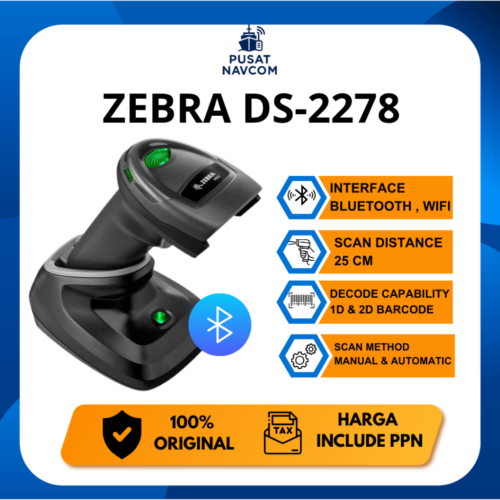 Zebra DS-2278 Bluetooth 2D Wireless Imager Barcode Qris Scanner DS2278