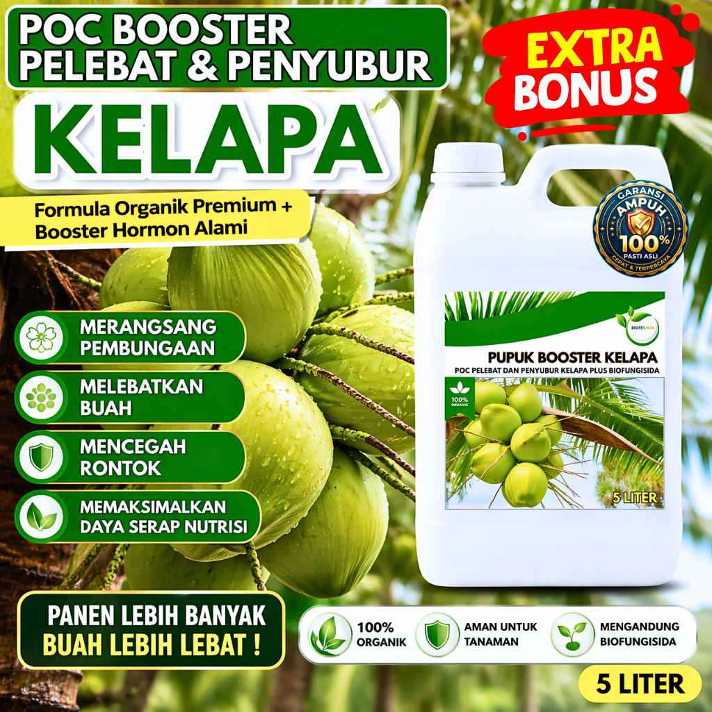 Pupuk Kelapa Agar Cepat Besar Berbuah Lebat Anti rontok | Plus Biofungisida anti hama dan penyakit |