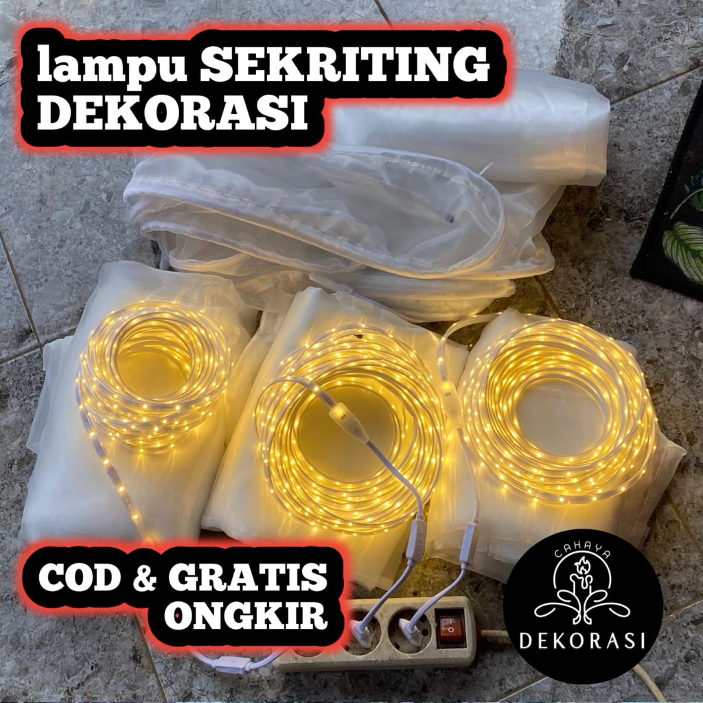 LAMPU SEKRITING UNTUK DEKORASI PLAFON TENDA PERNIKAHAN | bahan dari Kain Kaca Full LED Strip  weddin