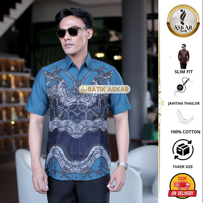 Askar Batik Motif Candranatta Baju Heem Batik Pria Dewasa Slimfit Lengan Pendek Modern Elegant Hem K