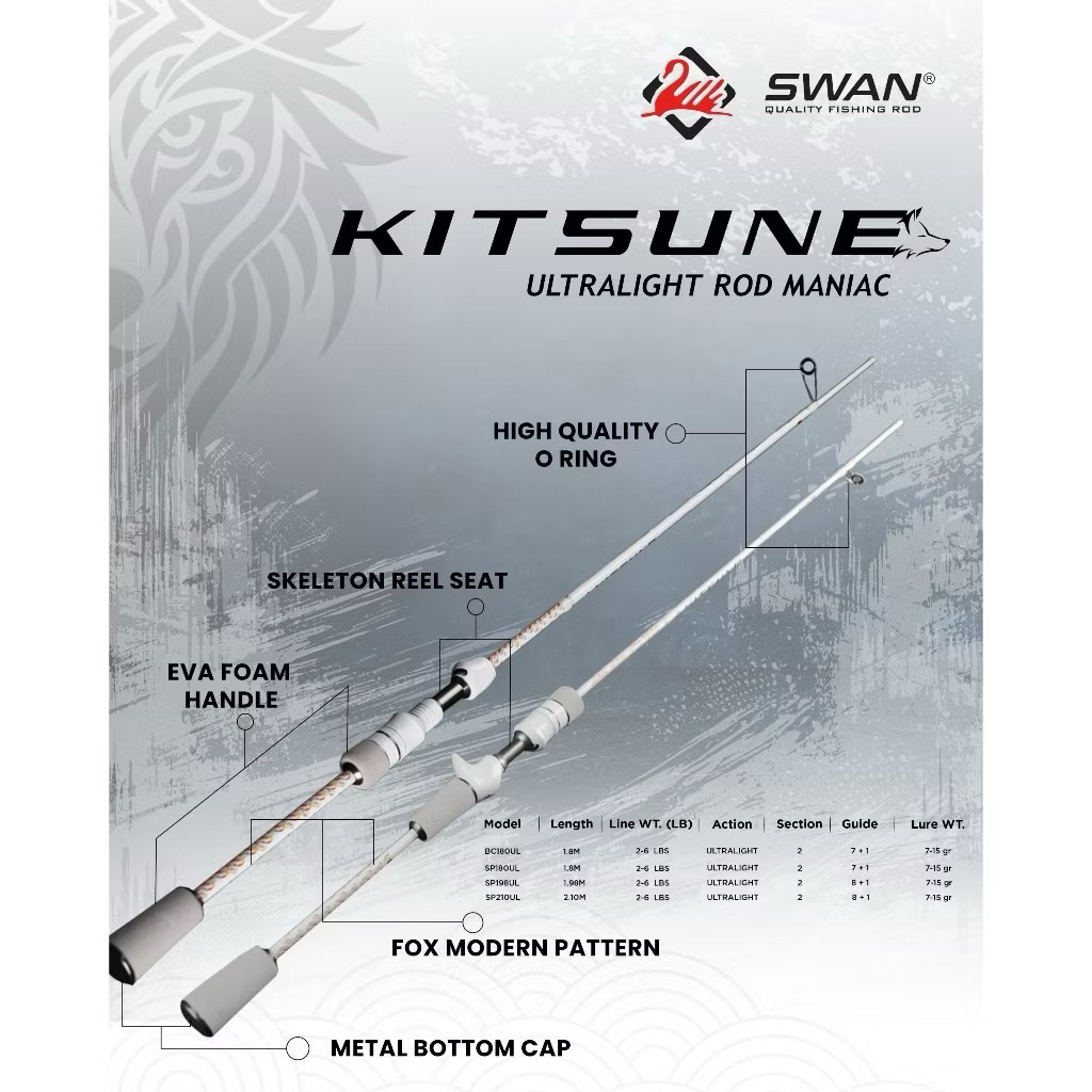 Joran UL Swan Kitsune 180 Cm Spinning BC Solid Carbon