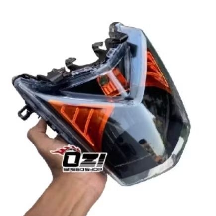 reflektor lampu depan beat fi custom hitam orange