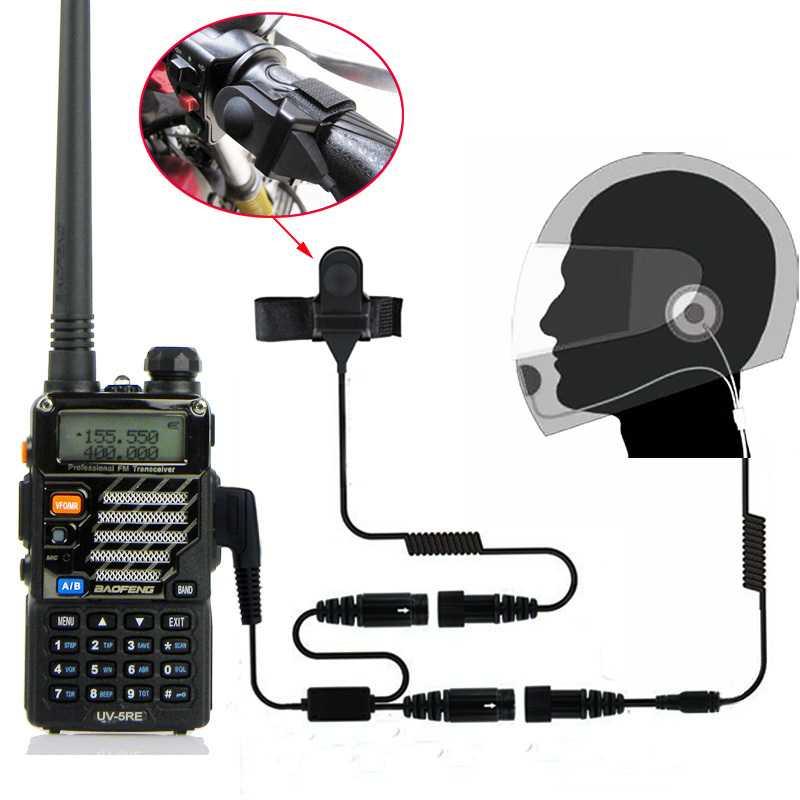 Headset Kabel Intercom HT Untuk Helm Motor Plug 2 Pin PTT Wired Motorcycle Walkie Talkie Universal