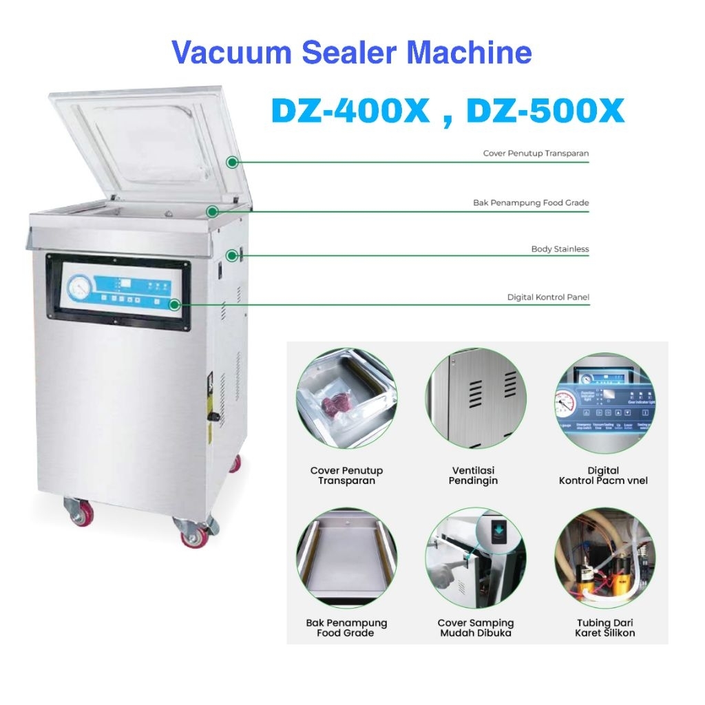 Wirapax Vacuum Single Chamber DZ-250X , DZ-400X , DZ-500X Mesin Vakum Sealer