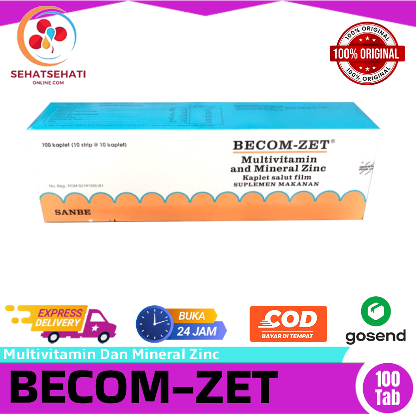 Becom Zet Multivitamin Vitamin C Dan Zinc - 100 Tablet