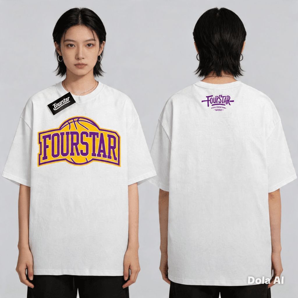 kaos distro putih simple bahan tebal