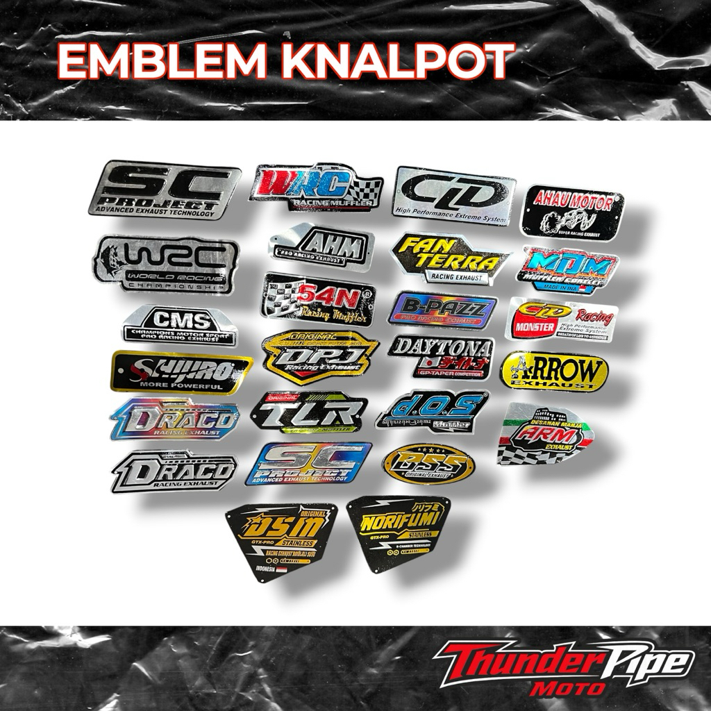 Emblem Logo Knalpot Racing Alumunium Premium Universal Motor Bonus Rivet | AHM WRC CMS SHIJIRO MDM D