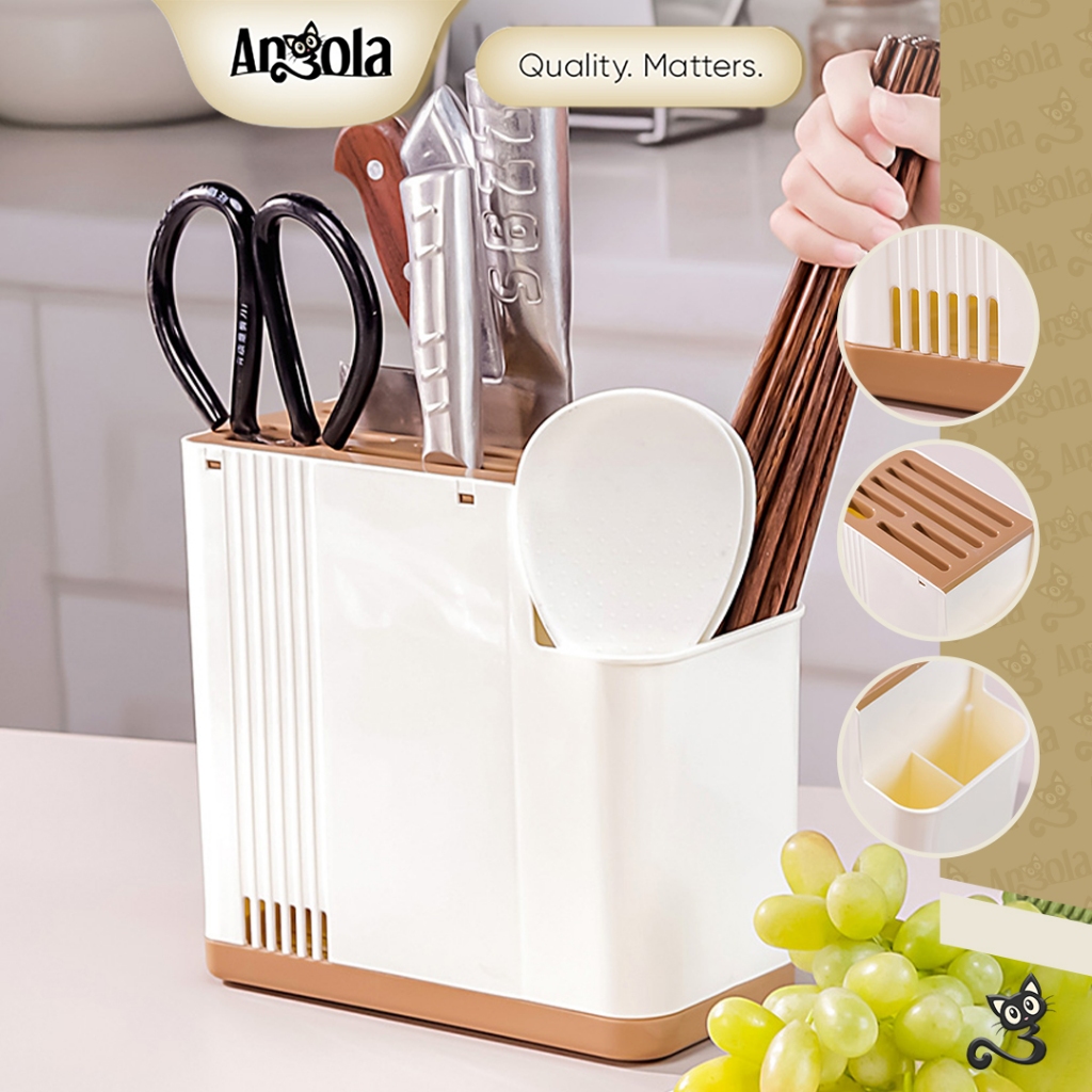 ANGOLA Rak Pisau Sendok Garpu Minimalis E53A Knife Rack Organizer / Tempat Penyimpanan Alat Makan Serbaguna