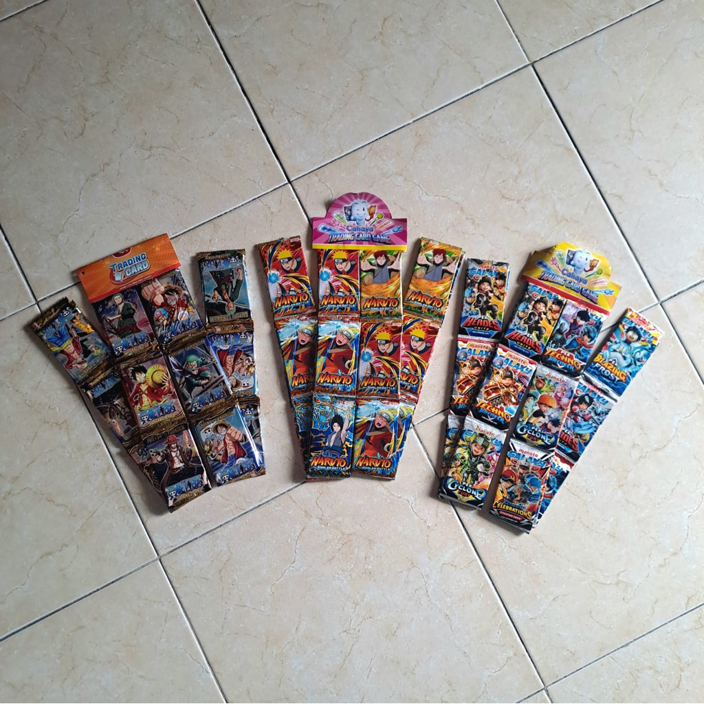 Mainan Anak Trading Card / Kartu Trading Naruto One Piece & Boboboy Terbaru Gambar Lebih Terang Kart