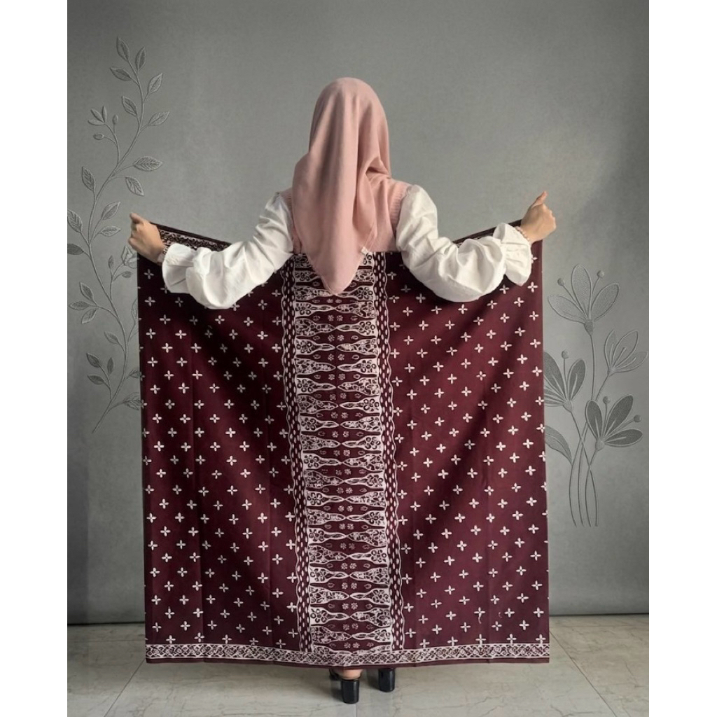 Sarung santri putri sarung mbak santri Burgundy series katun prima batik cap tebal halus tidak neraw