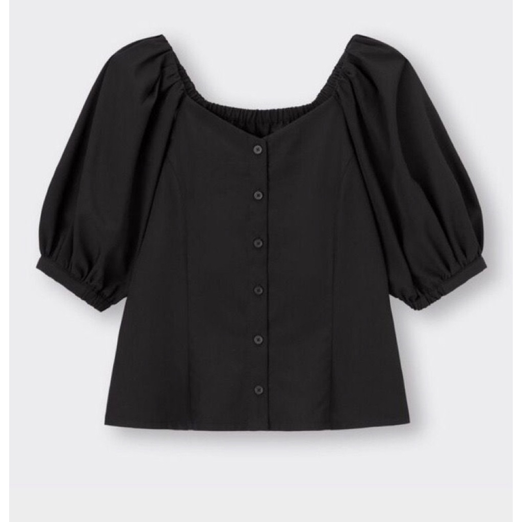 Uni*qlo GU Blouse black atasan wanita korean style kemeja wanita (preloved)