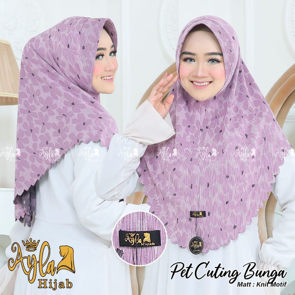 HIJAB AYLA PET BUNGA//HIJAB INSTAN MOTIF//HIJAB INSTAN