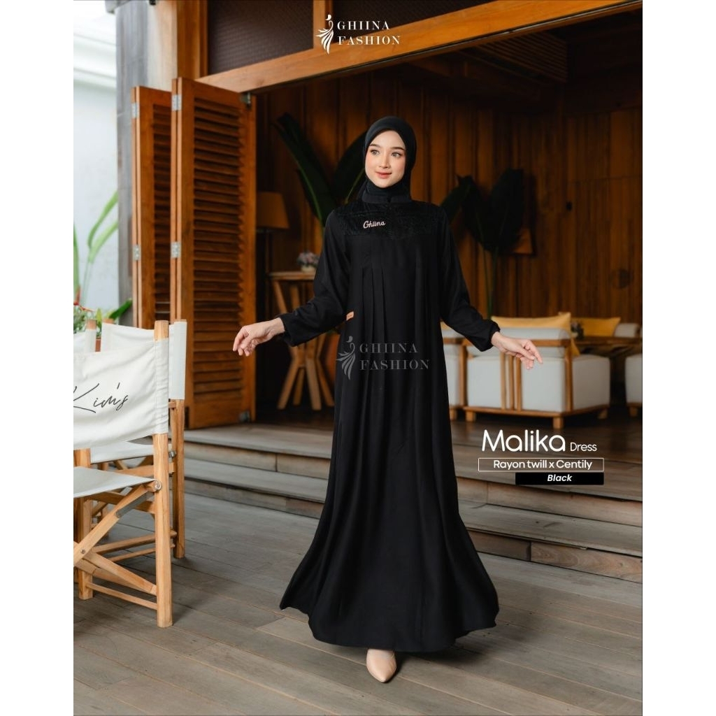 MALIKA DRESS BY NADHEERA LUXURY || Gamis hitam putih || Gamis hitam || Gamis putih || Gamis polos