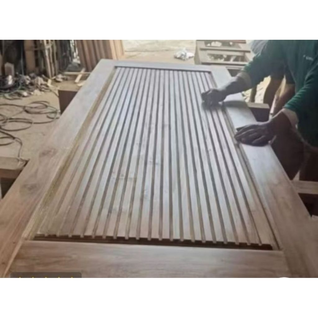 Pintu Jati Kupu tarung ukuran 140x210 dan Kusen mengikuti