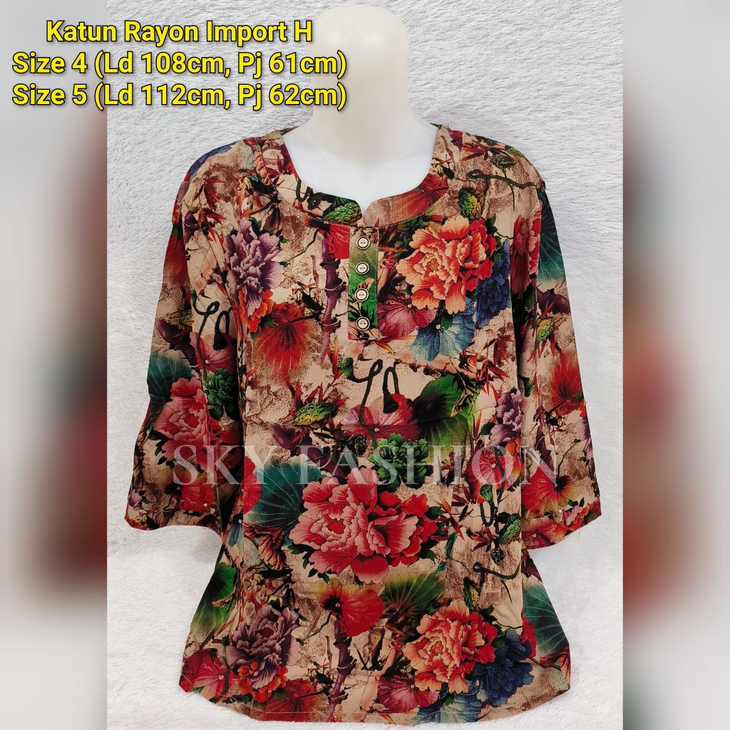 BLOUSE KATUN WANITA/BAJU ATASAN IBU-IBU #056