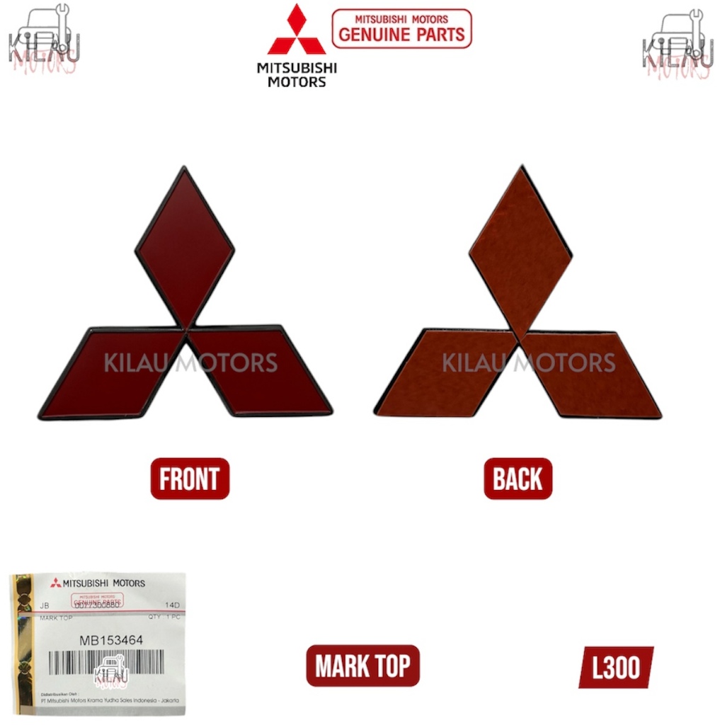 Emblem Logo Tiga Berlian Merah Grille Bumper Depan L300 Original Mitsubishi MB153464