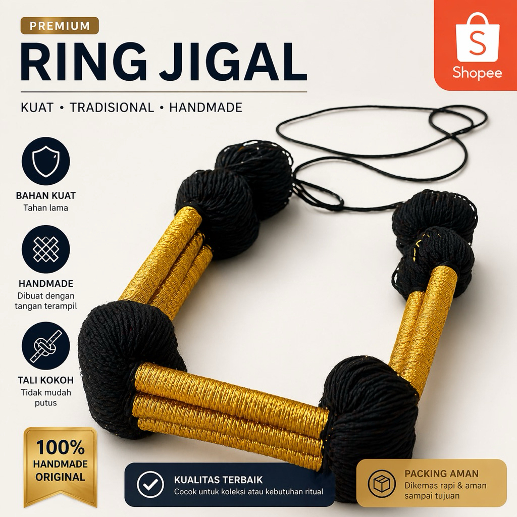 Igal Premium Hitam Emas Handmade – Ring Jigal Kuat & Elegan | Aksesoris Sorban Arab Pria Original