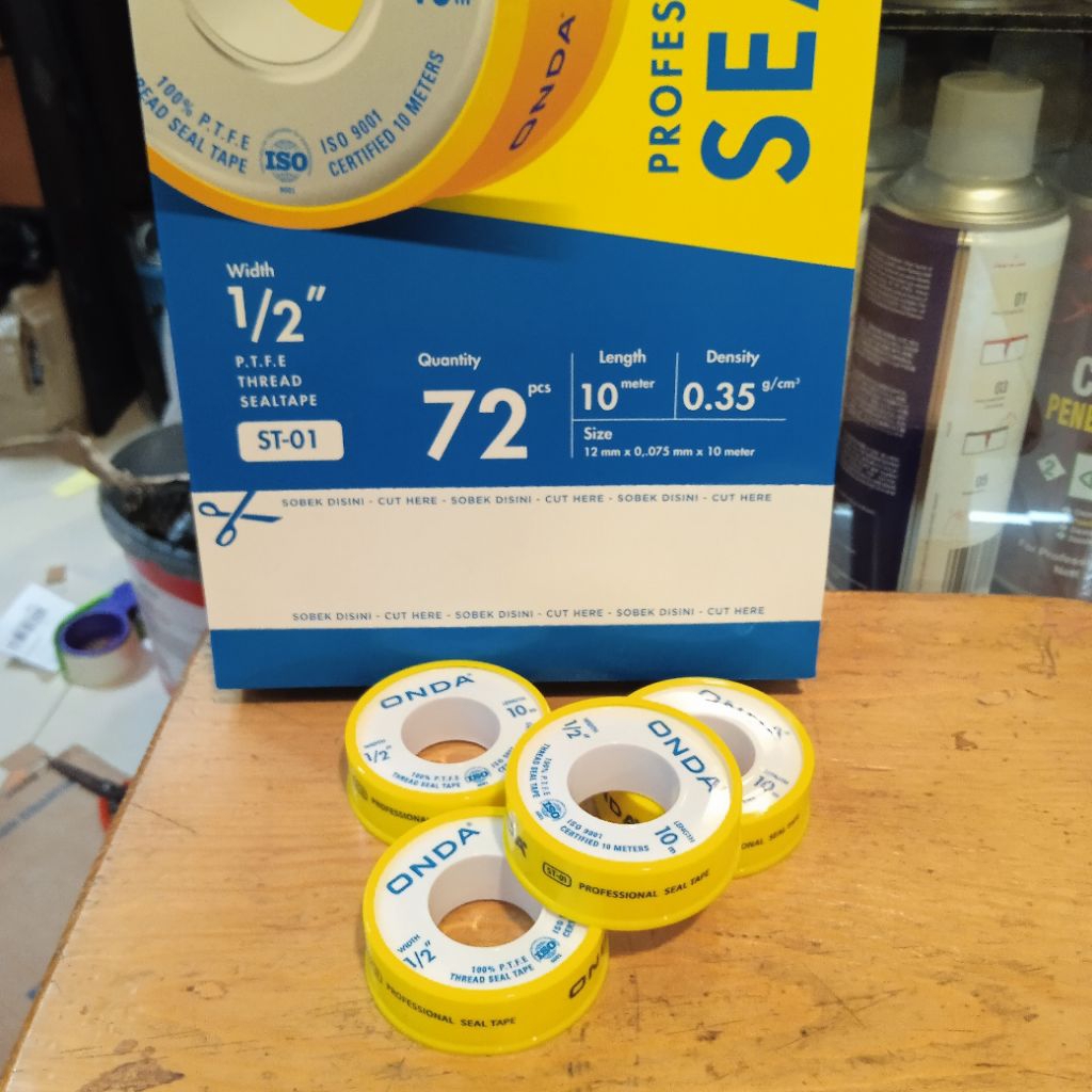 Seal tape onda ukuran 1/2" inch  isi  72 pcs