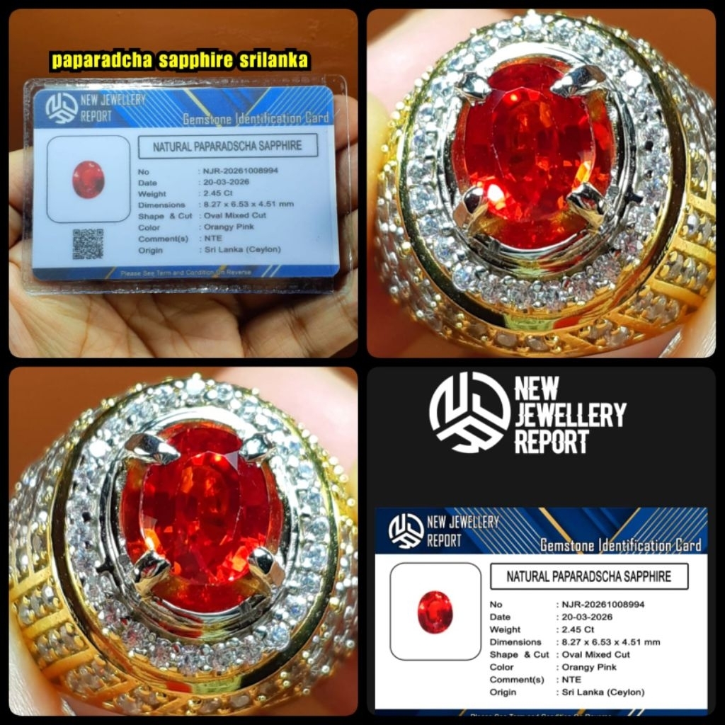 Batu permata orange sapphire Srilanka + memo lab ya
