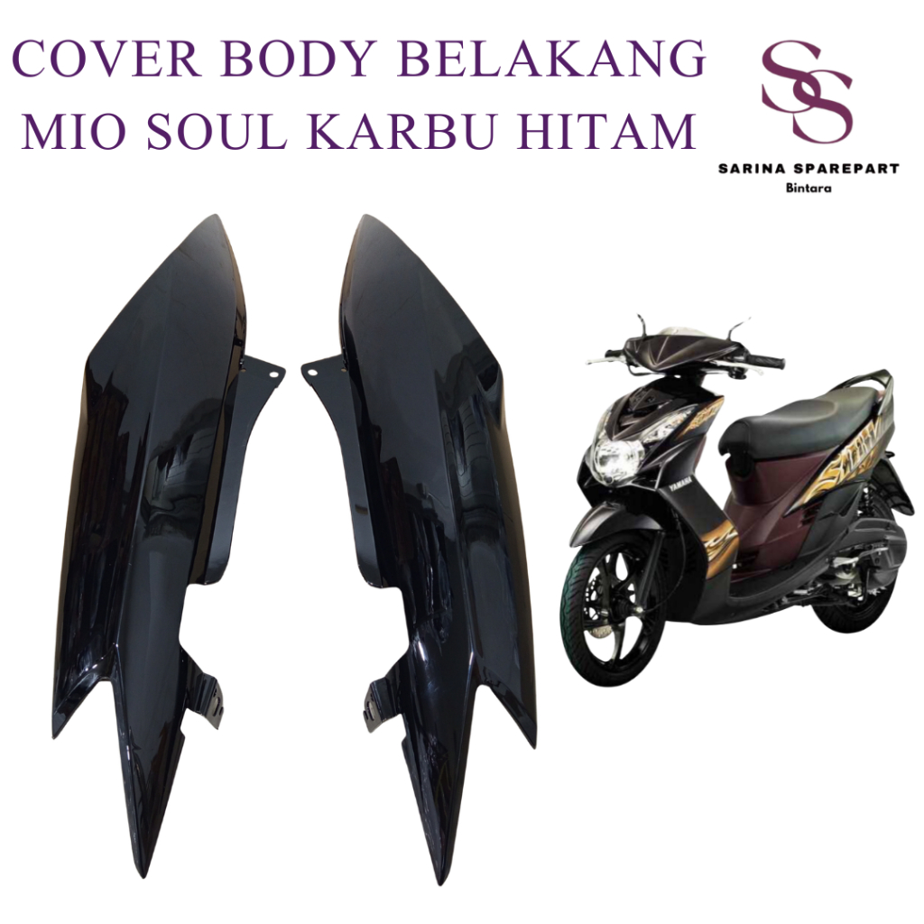 Cover Body Belakang Mio Soul Karbu 2008-2012 Bodi Samping Mio Soul Karbu HITAM Tenshi