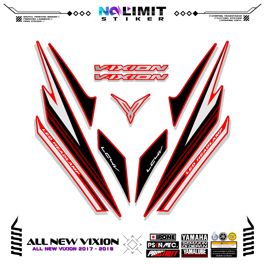 STRIPING ALL NEW VIXION 2017 2018 MOTIF 4 STIKER YAMAHA VIXION NEW FACELIFT STICKER VIXION STANDAR